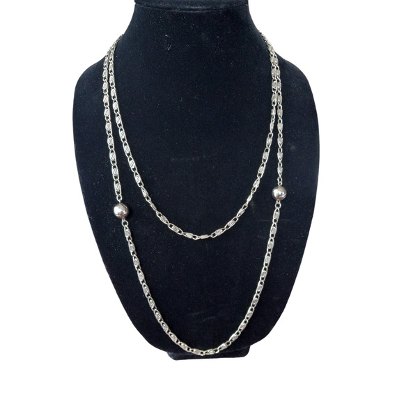 Vintage Silver Detailed Link Necklace - Picture 1 of 6